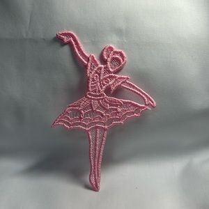 Pink ballerina bookmark. She is 5 1/2 inches tall and 3 3/4 inches wide
